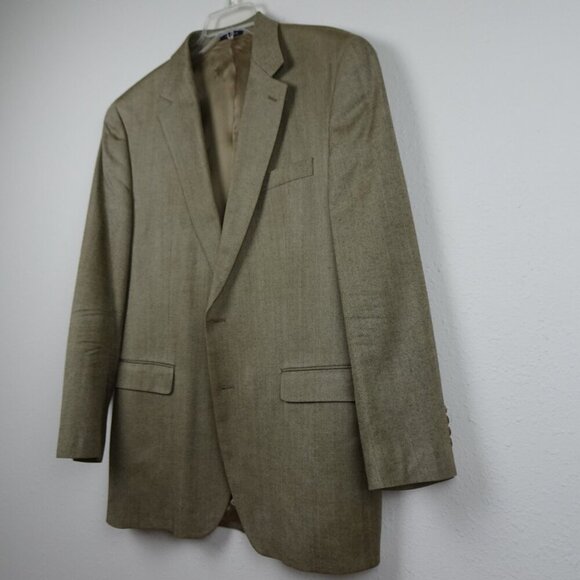 Ralph Lauren Sport Coat Blazer Jacket Men's Size 44L Brown Silk Herringbone - Picture 3 of 9